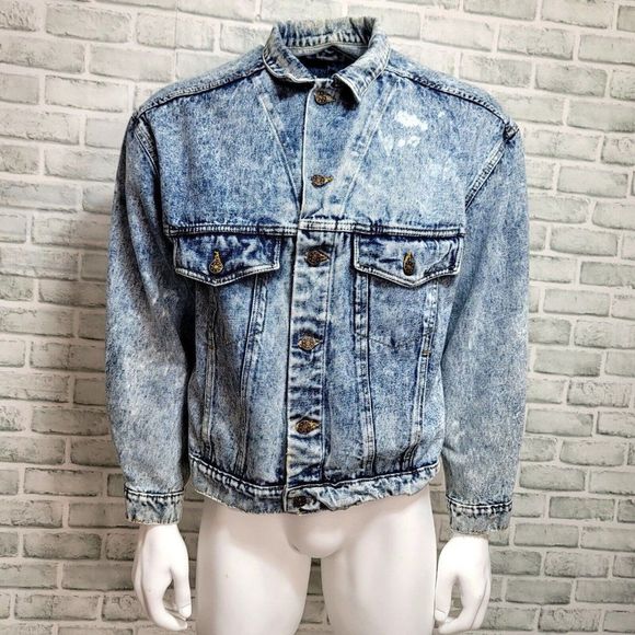 Vintage 90s Canyon River Blues Size L Acid Wash Denim Jean Jacket - Picture 1 of 11